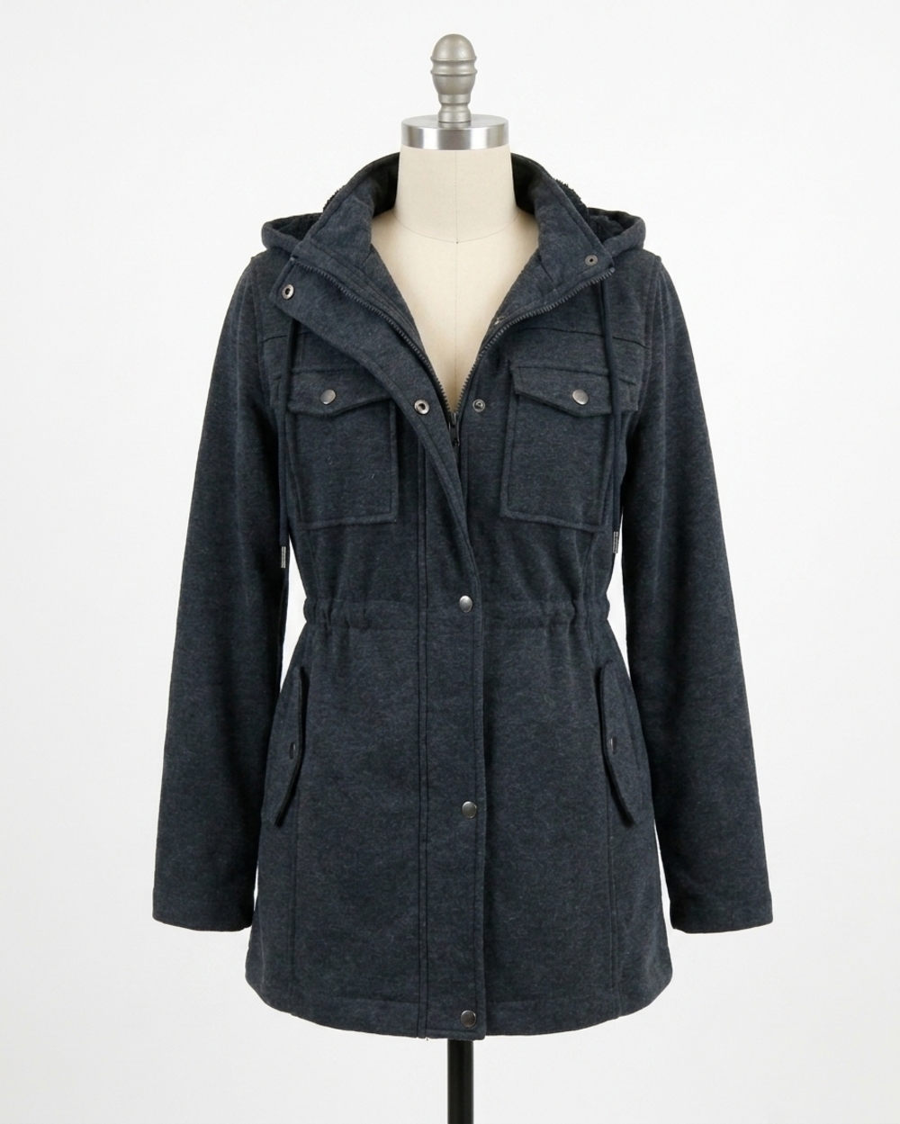 NEW GRACE AND LACE winter utility jacket with hood in dark heathered charcoal